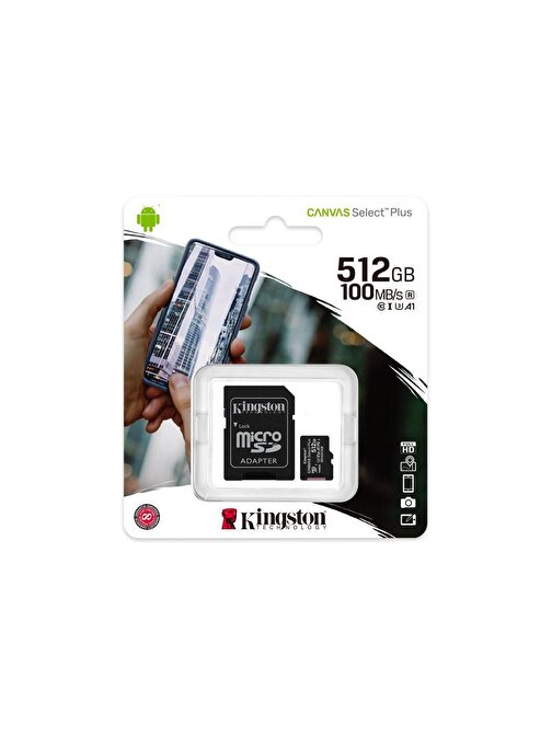 Kingston Canvas Select Plus SDCS2 100R A1 C10 512 GB Micro SDHC Hafıza Kartı