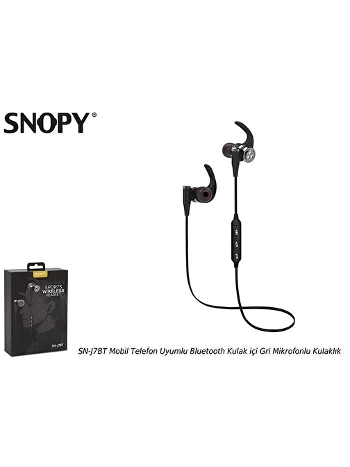 Snopy Sn-J7Bt Kablosuz Silikonlu Mikrofonlu Kulak İçi Bluetooth Kulaklık Gri