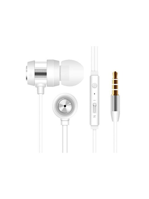 Snopy Sn-J01 Beyaz Gümüş Kulak İçi Tek Jaklı Mikrofonlu Kulaklık