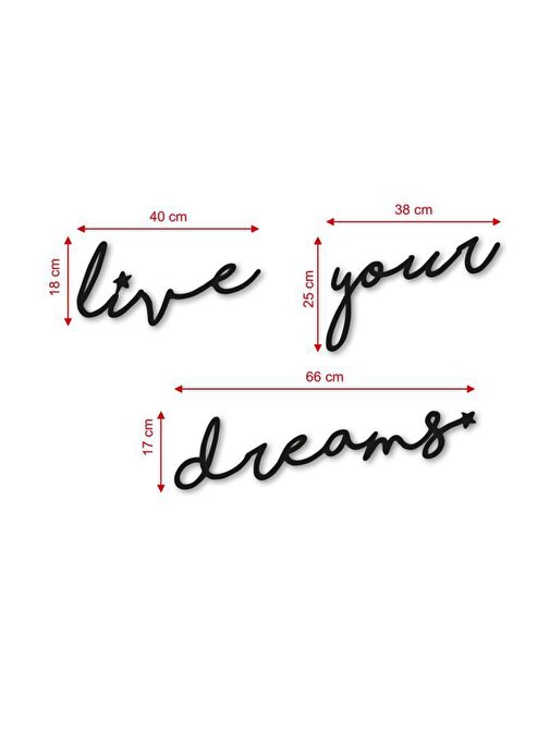 Cajuart Dekoratif Live Your Dreams Ahşap Duvar Tablo Modern Yazı