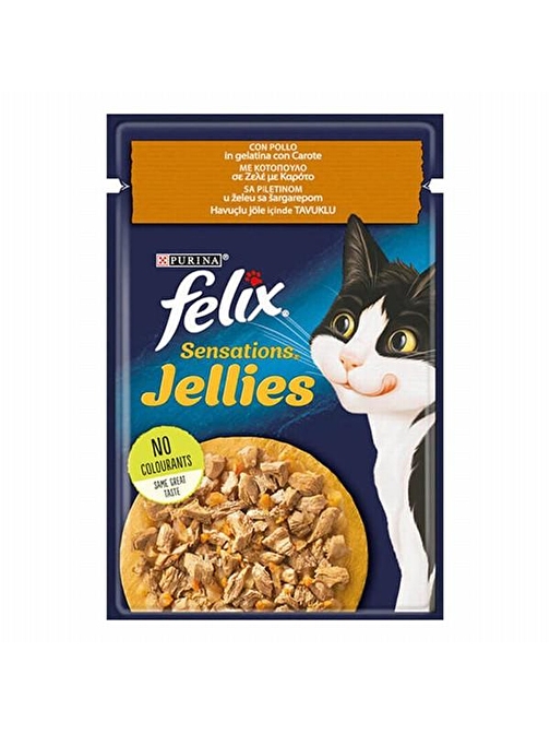 Felix Sensations Jellies Tavuklu Ve Havuçlu Yetişkin Kedi Konservesi 26 Adet 85 gr