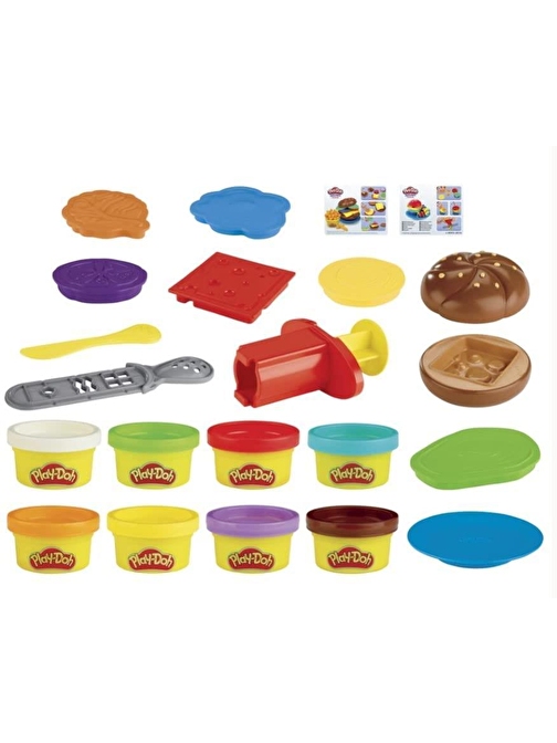 Play - Doh E5112 Mutfak Atölyesi Hamburgrer ve Patates Kızartması Temiz İçerikli 8'li Oyun Hamuru ve Kalıp Seti 2 - 4 Yaş