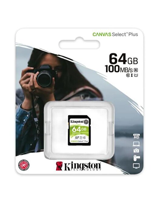 Kingston Canvas Select Plus SDS2 SDXC Class 10 UHS-I 64 GB SD Hafıza Kartı