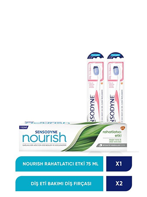 Sensodyne Nourish Rahatlatıcı Etki Diş Macunu 75 ml + Diş Eti Bakımı Diş Fırçası x 2