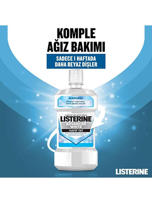 Listerine Advanced White Hafif Tat Alkolsüz Ağız Bakım Suyu 500 ml + 250 ml