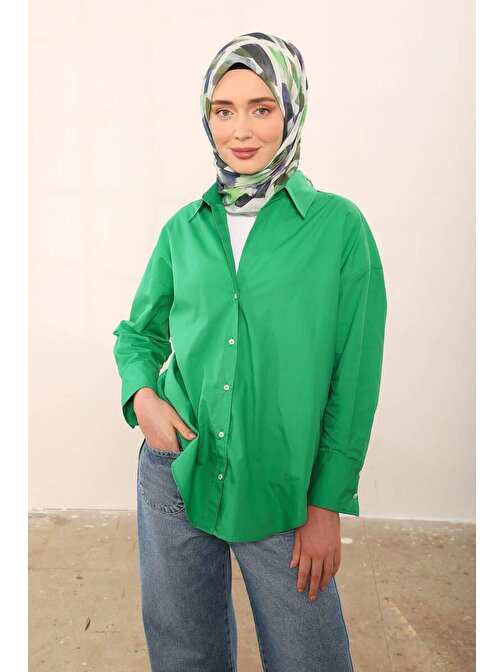 ShantuQ Renk Geçiş Desen Soft Eşarp Yeşil/Haki