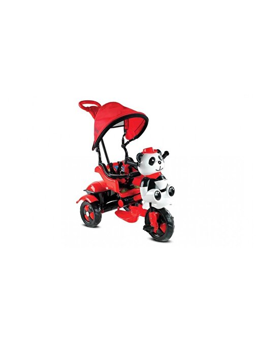 Babyhope 127 Little Panda Ebeveyn Kontrollü Tenteli Müzikli Tricycle Üç Teker Bisiklet Kırmızı/Siyah1-4 Yaş