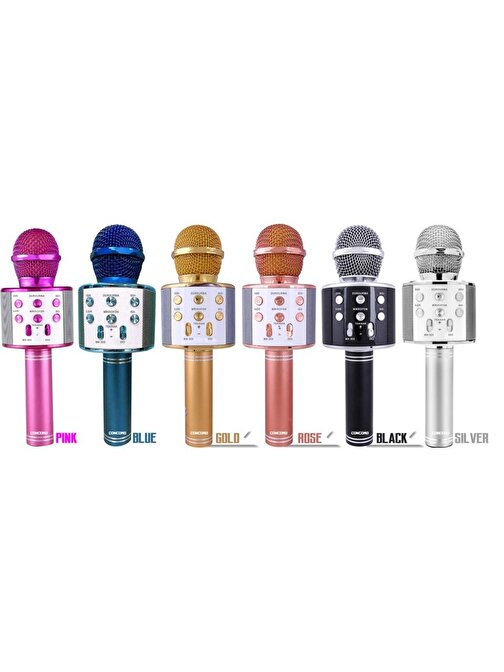 Concord C-8501 Sihirli Karaoke USB Kart Girişli Türkçe Seslendirme Kablosuz Karaoke Mikrofonu Mavi