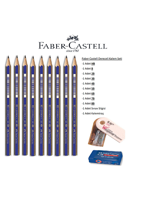 Faber-Castell Resim Kalemi Dereceli Kalem Seti Karakalem Seti B Serisi 9'lu