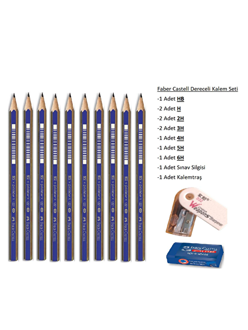 Faber-Castell Resim Kalemi Dereceli Kalem Seti Karakalem Seti Hb H 2H 3H 4H 5H 6H 10'lu Set