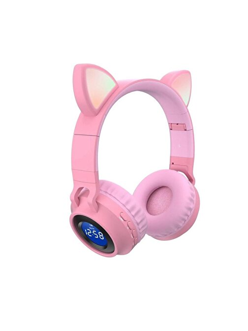 JR-028 Kedi Kulak Led Göstergeli Işıklı  Mikronlu Hafıza Kartı Girişli Kablosuz Bluetooth Kulaklık
