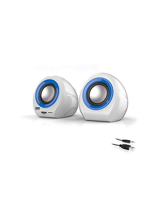 Mikado Md-179 Beyaz-Mavi Usb+Sd+Fm Radyolu Speaker