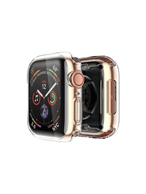 Binano Apple Watch 45 mm Silikon Kasa Ve Ekran Koruyucu Şeffaf