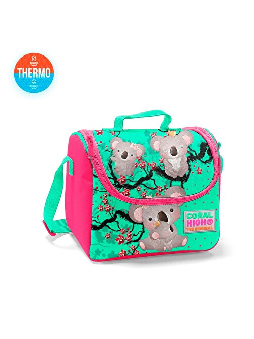 Coral High Kids Su Yeşili Neon Mercan Koala Desenli Thermo Beslenme Çantası 22713