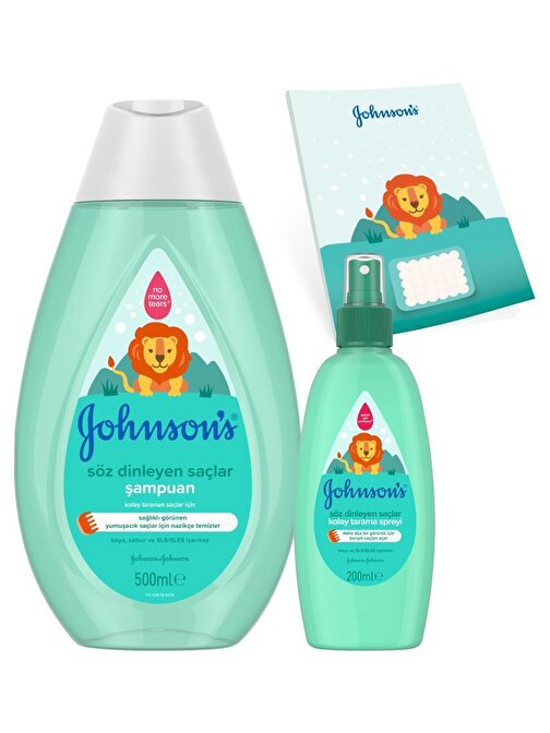 Johnson's Kral Şakir Söz Dinleyen Şaçlar Günlük Kullanım İçin Bebek Şampuanı 500 ml + Söz Dinleyen Saçlar Kolay Tarama Spreyi 200 ml + Defter Hediyeli