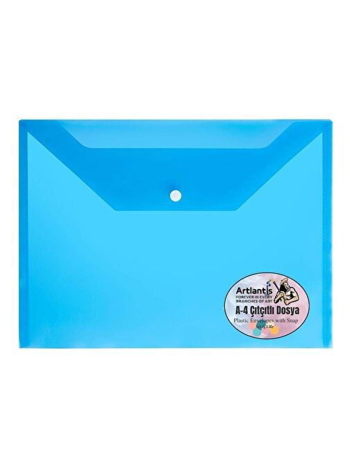 A4 Çıtçıtlı Mavi Şeffaf Renkli Zarf Dosya 1 Adet Artlantis Çıt Çıtlı Dosya 1 Adet