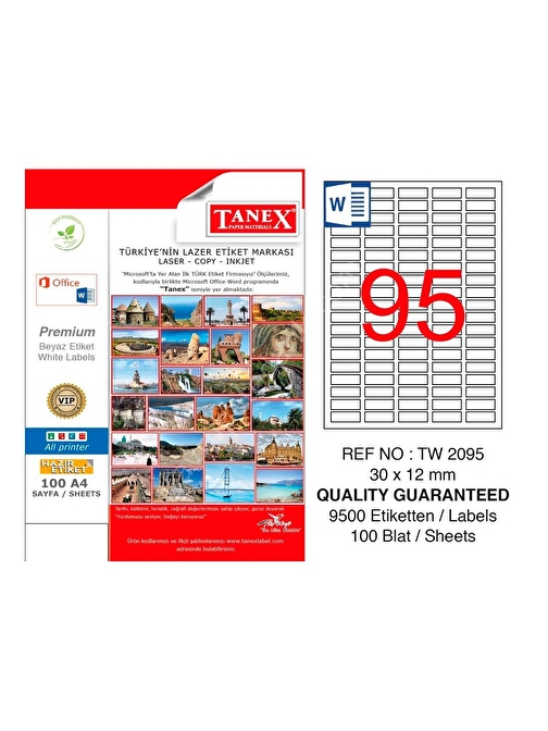 Tanex 30X12 Mm Laser Etiket 100 Adet Tw-2095