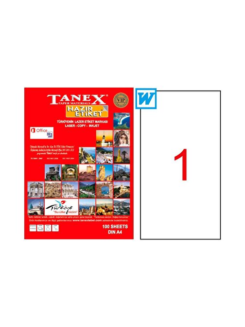 Tanex 210X297 Mm Laser Etiket 100 Adet Tw-2000