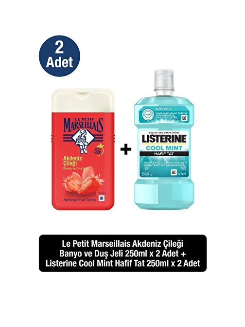 Listerine Coolmint Hafif Tat 250 ml Ağız Bakım Suyu + Lpm Akdeniz Çileği Banyo Ve Duş Jeli 2 x 250 ml