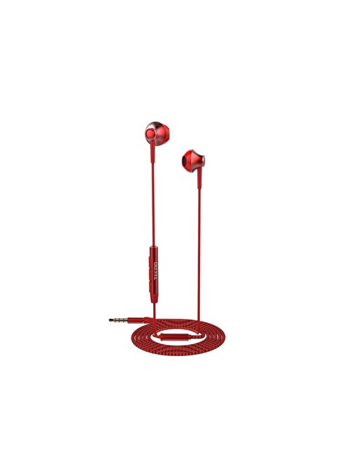 Tecno Spark 7 Plus Rock R2 Kablolu Mikrofonlu Kulaklık Kırmızı