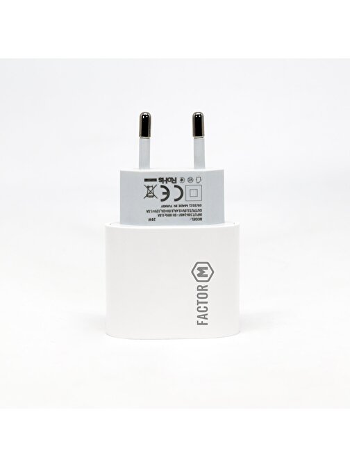 Factor M Universal USB-C M PD20W Quick Charger Type­-C Çıkışlı 20W­ Beyaz