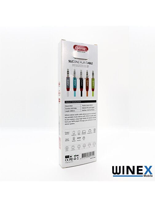 Winex AX42 3.5 mm 1 m Aux Kablo Siyah