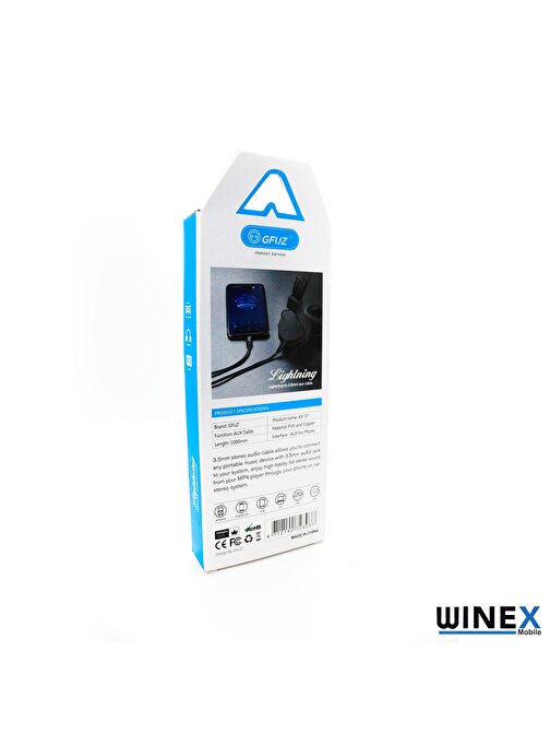 Winex AX37 3.5 mm 2 m Aux Ses Kablosu Siyah