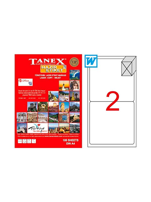 Tanex 199,6X143,5 Mm Laser Etiket 100 Adet Tw-2002