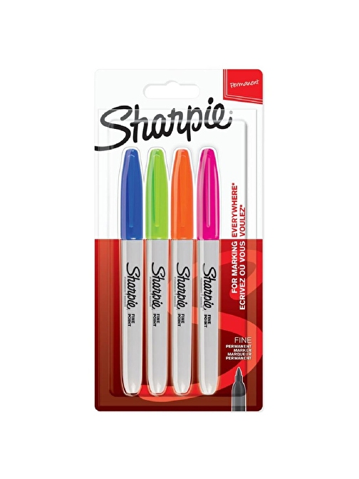 Sharpie 2065403 Fine Permanent Markör Kalem Canlı Renkler 4'lü