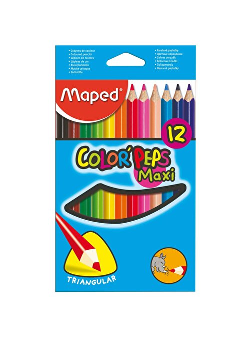 Maped 834010 Color Peps Kuru Boya Kalemi Maxi 12'li Çok Renkli