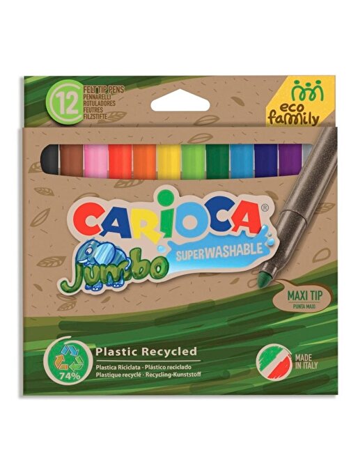 Carioca Eco Famıly Jumbo Süper 12'li Yıkanabilir Keçeli Boya Kalemi