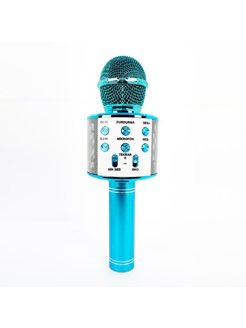 Winex UsbA+TF Sd Kart+3.5mm Aux Girişli Bluetooth Karaoke Mikrofonu Mavi