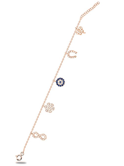Aykat Kadın Gümüş Şans Bilekliği Rose Rengi 925 Ayar Gümüş Blk-149