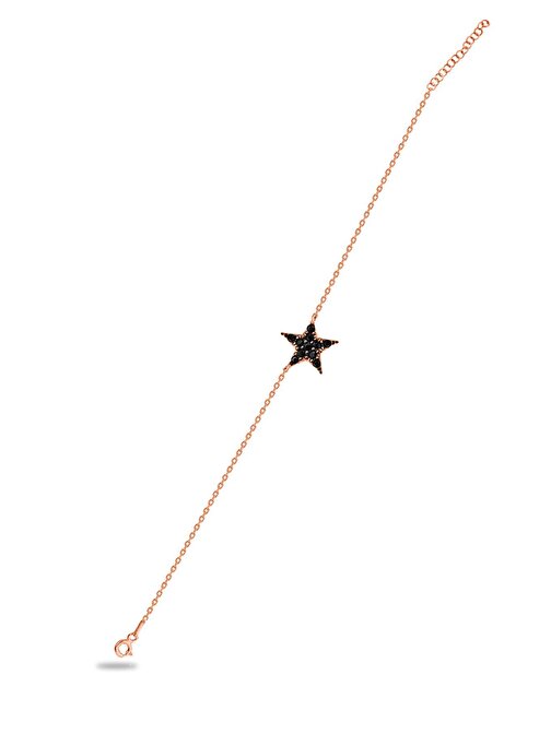 Aykat Yıldız Model Rose Taşlı Gümüş Bayan Bilekliği 925 Ayar Blk-377