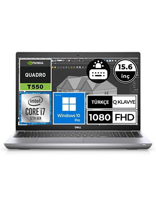 Dell Precision M3570 XCTOP3570EMEA-VP Iris Xe Graphics Eligible Intel Core i7-1265U 8 GB RAM 512 GB SSD 15.6 inç Full HD Windows 10 Pro Dizüstü Bilgisayar