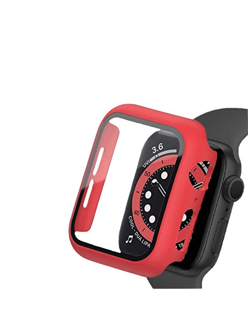 Binano Apple Watch 42 mm Sense Kasa Ve Ekran Koruyucu Kırmızı