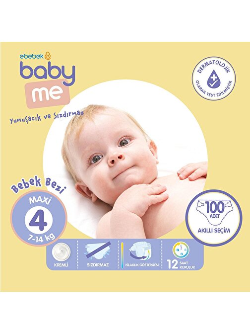 Baby Me Maxi 7 - 14 kg 4 Numara Bebek Bezi 100 Adet