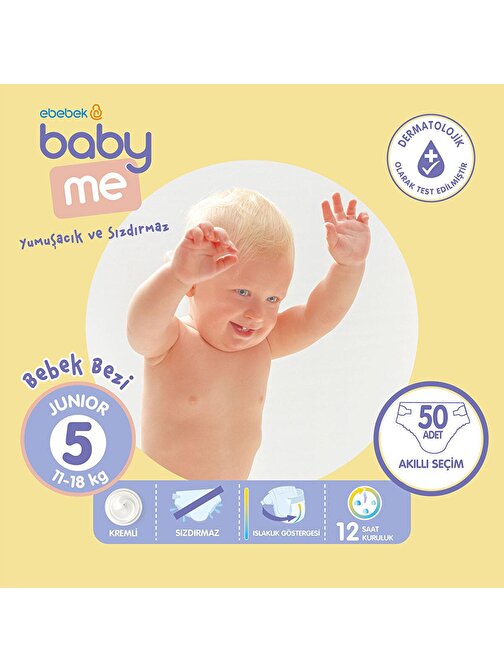 Baby Me 11 - 18 kg 5 Numara Bebek Bezi 50 Adet
