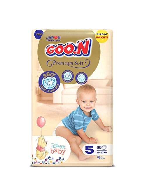 Goon Premium Soft 12 - 20 kg 5 Numara Fırsat Paketi Bebek Bezi 52 Adet