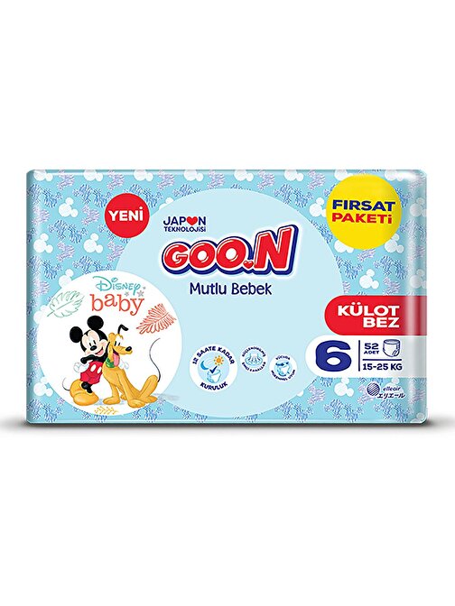 Goon Mutlu Külot Bebek Külot 25 + kg 6 Numara Bebek Bezi 52 Adet