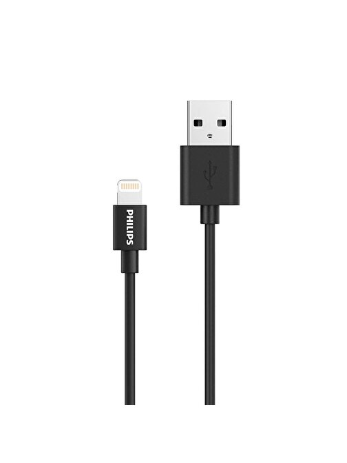 Philips Apple DLC3104V MFI Lisanslı USB-A to Lıghtning Hızlı Şarj Data Kablosu 1.2 m Siyah