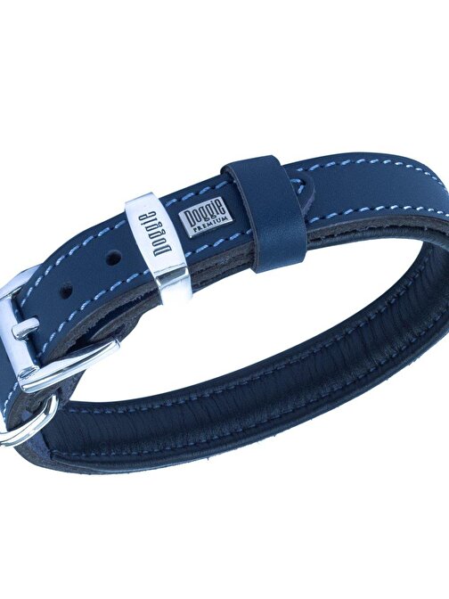Doggie Fırstclass Gerçek Deriden El Yapımı Köpek Boyun Tasması 2X35-40cm Royal Mavi
