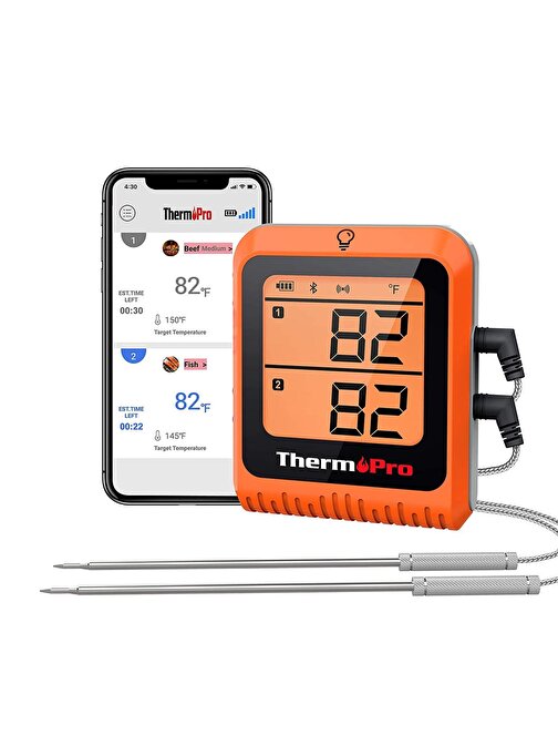 NPO ThermoPro TP920 Cep Telefonu Kontrollü, Bluetooth ve Çift Problu Profesyonel Gıda Pişirme Termometre