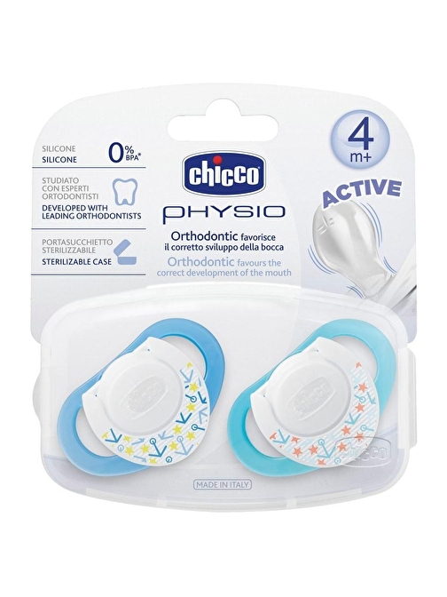 Chicco Physio Silikon Emzik 4m+ 2'li - Mavi