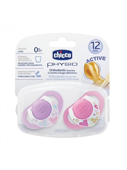 Chicco Physio Damaklı Kauçuk Emzik Pembe 12 Ay+