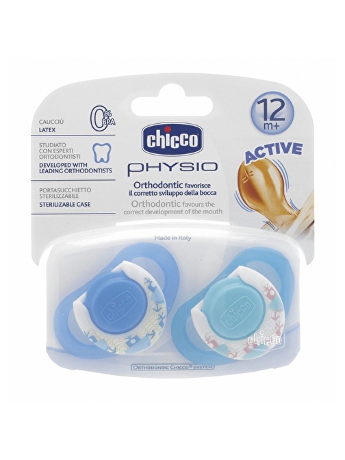 Chicco Physio Damaklı Kauçuk Emzik Mavi 12 Ay+