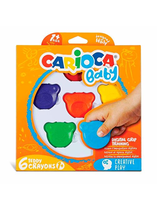 Carioca 42956 Şekilli Elleri Kirletmeyen Çevirmesiz Şekilli Mum Boya 6 Renk