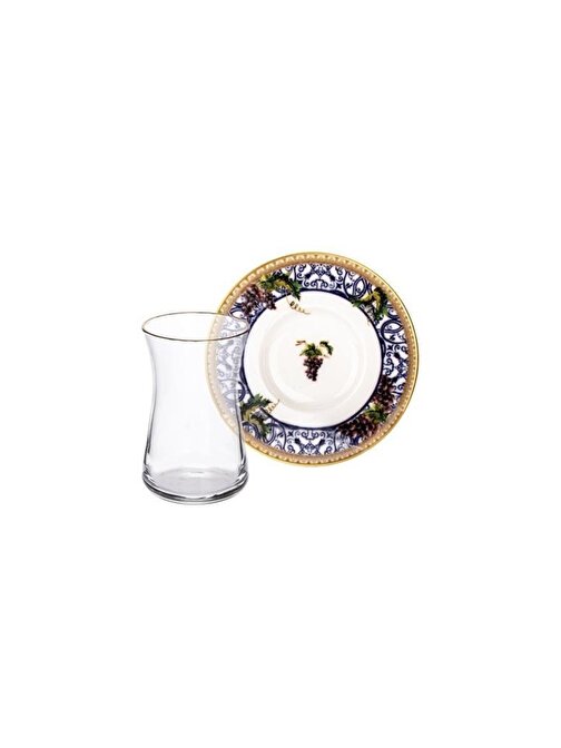 Marianna Gulli Grape Çay Seti 6'Lı Çay Bardakları Altın File