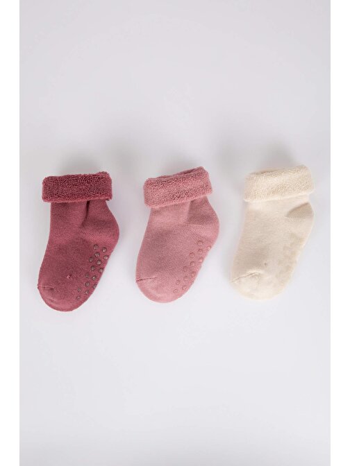 Defacto Y7807A2NS Kız Bebek Pamuklu 3'lü Havlu Çorap  Renkli 12 - 24 Ay
