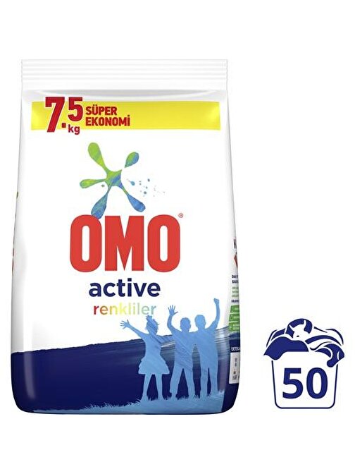 Omo Active Fresh Toz Çamaşır Deterjanı Renkliler İçin En Zorlu Lekeleri İlk Yıkamada Çıkarır 7.5 kg 50 Yıkama